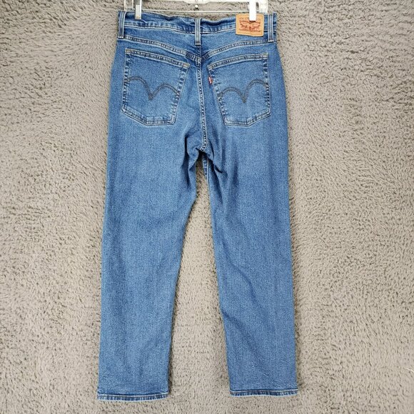 Levis Jeans Womens 30 Medium Wash Stretch High Rise Button Fly Wedgie Straight - Picture 1 of 16